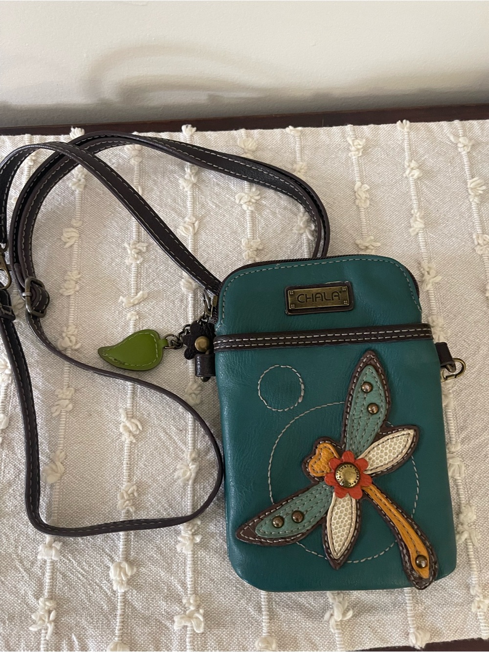 Chala Teal Dragonfly Crossbody Phone Pouch